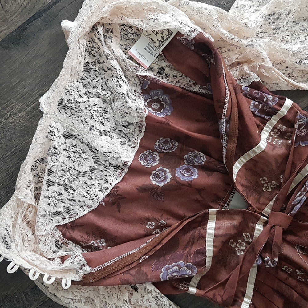 Vintage Gunne Sax Prairie floral lace midi dress,7 - Picture 11 of 11